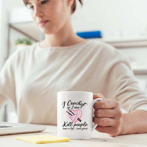 Panvola I Crochet So I Don't Kill People Save A Life Send Yarn Crocheting Knitting Gifts For Grandma Auntie Mom Mothers Day Novelty Drinkware Cera...