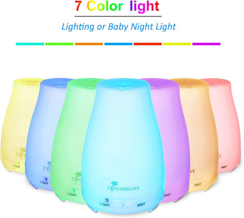 Diffuserlove Essential Oil Diffusers 200ML Remote Control Ultrasonic Mist Humidifiers BPA-Free Aromatherapy Diffuser with 7 Color Lights, Auto Shu...