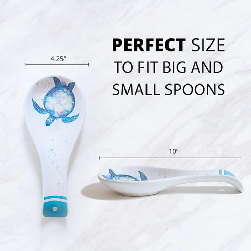 Large Spoon Holder - Sea Turtle Spoon Rest - Nautical, Ocean Beach Decor - Utensil Holder/Ceramic Spoon Holder for Kitchen - Great Kitchen Gift fo...