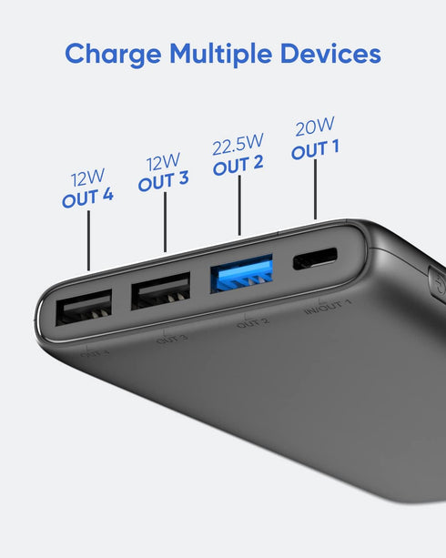 Power Bank 10000mAh Portable Charger 22.5W Portable Phone Charger USB C PD QC3.0 Fast Charge Ultra Slim External Battery Pack with LED Display for...