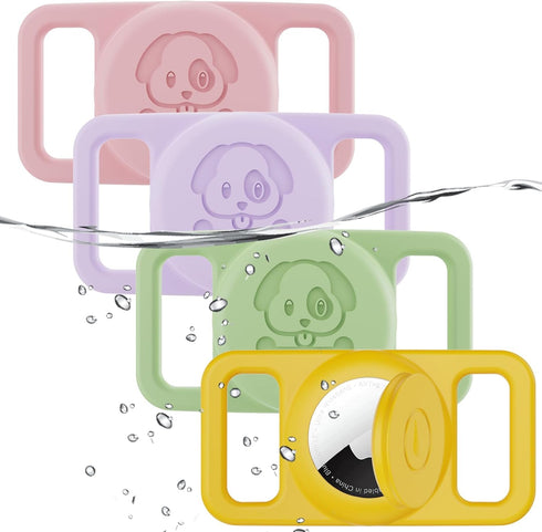4 Pack Waterproof AirTag Dog Collar Holder Compatible with Apple AirTag, Silicone Hidden Loop Holder for Airtag Tracker, Anti-Lost Dog Collar Air ...
