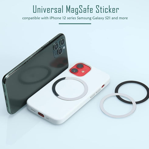 8 Pieces Magnetic Car Charger Metal Rings with Sticker Wireless Universal Metal Rings Compatible with MagSafe Wireless Charger, Black and Silver.....