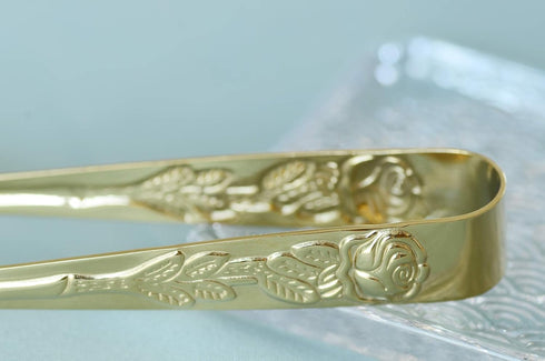 6PCS Mini Serving Tongs 4 Inches Small Rose Sugar Cube Tongs (Gold)...
