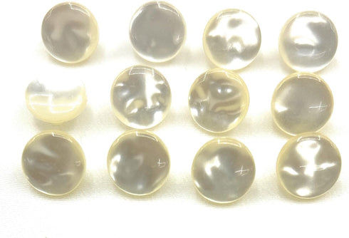 12 Translucent White Button Imitation Pearl Buttons Blouse, Shirt Buttons, Shank (White 11mm 3/8'' M.O.P)...