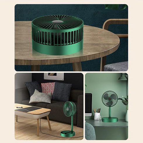 Portable Folding Fan, Rechargeable Standing Pedestal USB Fan, 3 Speeds, 2000mAh Battery Operated Fan for Home, Camping, Outdoor and Office, 6.5-In...