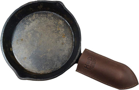 Hide & Drink, Cast Iron Hot Handle Cover (Small), Skillet Panhandle Grips, Frying Pan, Heat Protection, Kitchen Essentials, Full Grain Leather, Ha...