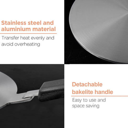 5.5inch Stainless Steel Induction Cooktop Adapter Plate, Heat Diffuser for Glass and Electric Cooktop, Detachable Handle...