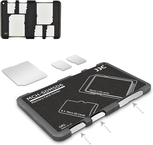 6 Slots SD Micro SD Card Case Storage Organizer, Lightweight Ultra-Thin Credit Card Size fit 2 SD SDHC SDXC Cards and 4 Micro SD TF MSD Cards...