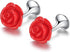 HONEY BEAR Cufflinks for Men Red Rose Flowe rfor Shirt Wedding Gift...