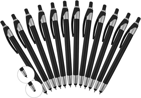 12 Pack Black Stylus with Ball Point Pen for iPad Mini, iPad 2/3, New iPad, iPhone 5 4S 4 3GS, iPod Touch, Motorola Xoom, Xyboard, Droid, Samsung ...