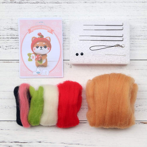 BAGERLA 1 Set Animal Wool Needle Felting Kit, Beginner's Needle Felting Kit with Instructions, Basic Tools, Needles, Finger Cots, Felting Foam Mat...