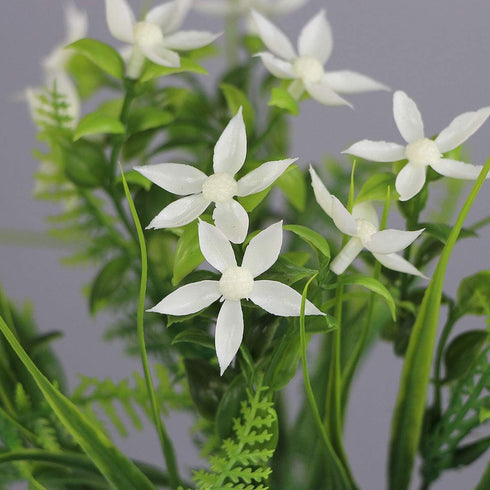 6Pcs Artificial UV Resistant Flowers Outdoor Fake Plants Flowers Star Jasmine White Greenery Plastic Flowers Farmhouse Plants Shrubs for Hanging P...