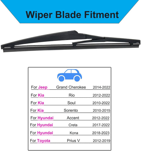 Rear Wiper Blade-11 inch Rear Windshield Wiper Blades for Hyundai Accent 2012-2022 / Kia Rio 2012-2022/ Toyota Prius V 2012-2019 /Jeep Grand Chero...