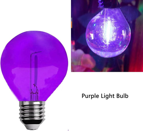 G40 Light Bulbs Replacement Purple 1W Shatterproof Plastic LED Globe Bulbs G40 LED String Lights Replacement Bulb E12/C7 Candelabra Base for Indoo...
