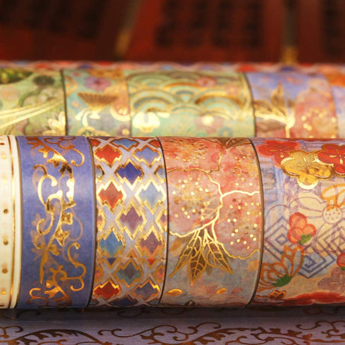 YUBBAEX Splendid Gold Washi Tape Set Embroidery Pattern Foil Decorative Tapes for Arts, DIY Crafts, Journal Supplies, Planners, Scrapbook, Card/Gi...
