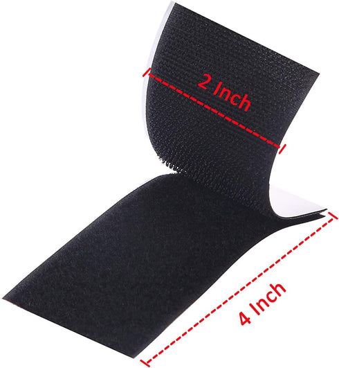 2x4 Inch Self Adhesive Hook and Loop Fasteners Strips Black Double Sided Mounting Adhesive Tape for Home Office Organization (12 Pairs)...