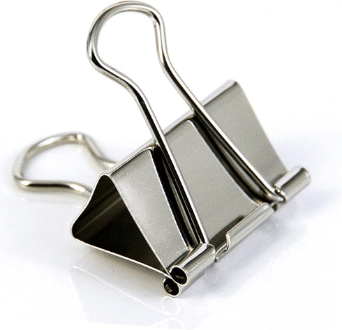 Efficient Office Organization with 12-Piece Silver Tone Binder Clips Set: 1-Inch Metal Clips in a Stylish Magnetic Round Tin Box with See-Thru Cov...