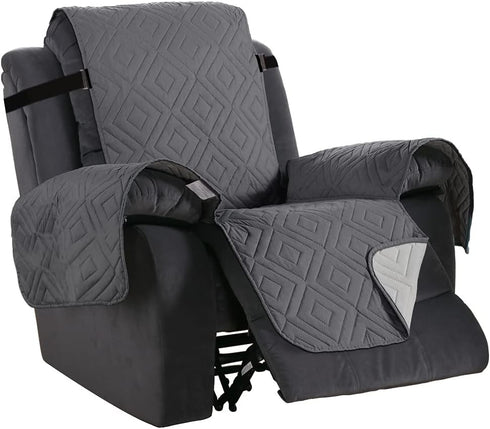 H.VERSAILTEX Reversible Quilted Recliner Covers Water Resistant Furniture Protector for Reclienr Chair with Elastic Straps for Pets Kids Sitting W...