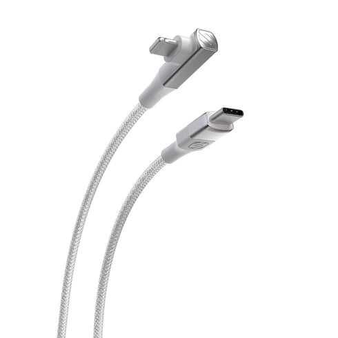 Scosche Ci4BRA6WT-SP Strikeline RA Premium USB-C to Right-Angle MFi Certified Charge & Sync Braided Cable 6-ft. White/Silver...