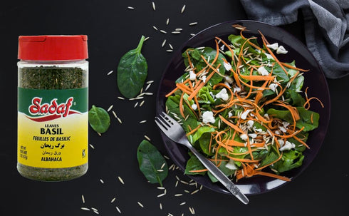 Sadaf Basil Leaves - Dried Basil Leaves for Cooking and Food Seasoning - Flavorful Herb - Mediterranean Cuisine Spice - Kosher - 2 Oz Bottle with ...