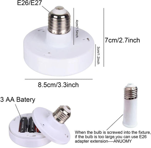 2 Pack Battery Operated Light Bulbs for Lamps with Remote,Replacement AA Bulbs,Battery Powered LED Puck Lights With E26 Screw in Non Electric Wall...