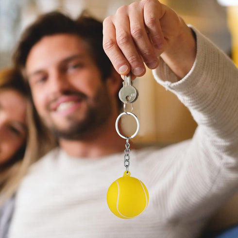 24 Pack Tennis Ball Yellow Keychains Mini Foam Tennis Ball Keychain Sport Keychains for Sports Party Favors, School Carnival Reward, Party Bag Gif...