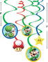 Swirl Hanging Decorations - 5" & 7" (Pack of 12) - Perfect for Themed Parties & Events, Super Mario Brothers...