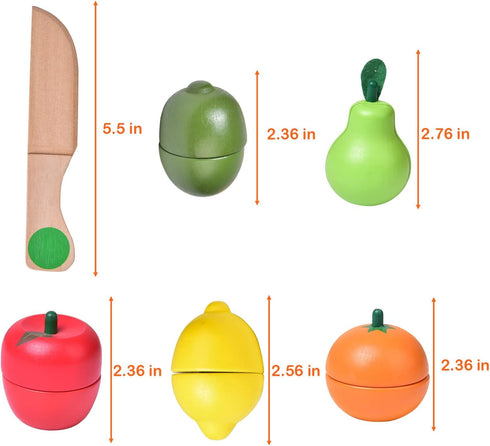 Wooden Cutting Play Food Toys - 11 PCS Wood Pretend Cutting Play Food Educational Set for Toddlers 1-3, Veggie Slicers Playset, Toys Food and Frui...