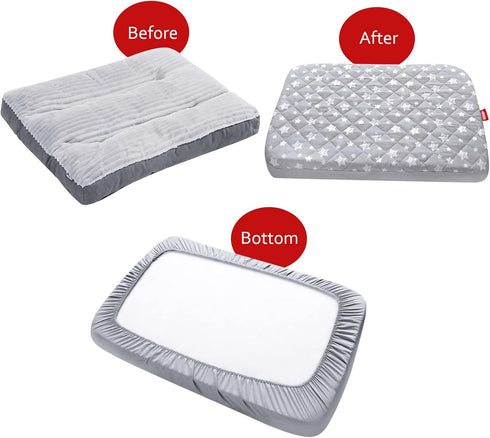 Dog Bed Covers Replacement Washable Pet Hair Easy to Remove, Waterproof Dog Bed Covers Noiseless Quilted, Pet Bed Cover Lovely Grey Star Print, Pu...