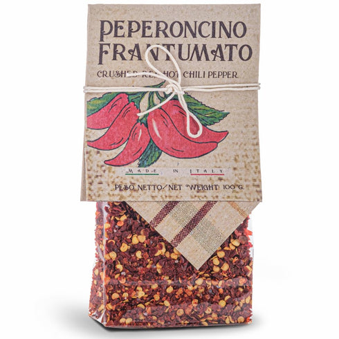 Crushed Hot Chili Pepper Flakes, 3.5 oz Bag, Red Chile Pepper, Spicy Herb Seasoning, Italian Pepperoncino, Packed in Calabria, Artigiani dei Sapor...