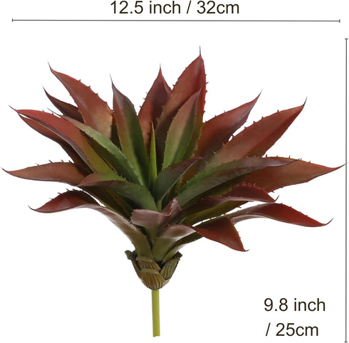 JUSTOYOU Large Artificial Succulents Aloe Plants Real Touch Fake Flowers Unpotted for Home Wedding Festival Arrangement (1, Green-Red)...