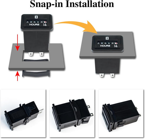 Jayron JR-HM001 Snap in Mechanical Hour Meter Rectangular Hour Meter for DC 6V to 80V Power Equipment Such as Fork Lifts,Golf Carts,Floor Care Equ...