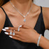 Unicra Bridal Wedding Jewelry Set Silver Rhinestone Necklace Earrings Bracelet Ring Sets Formal Costume Jewelry for Women and Brides...