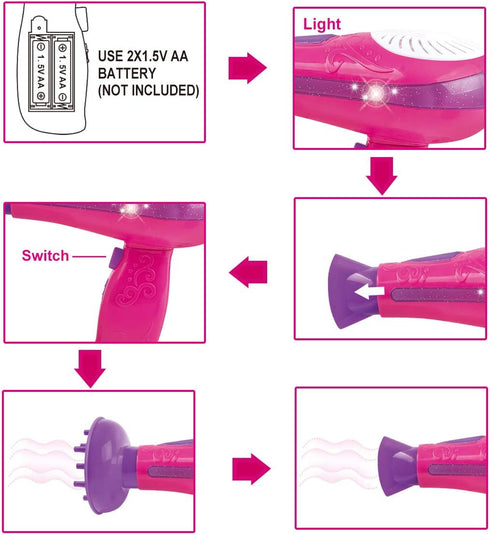 Little Girls Beauty Hair Salon Toy Kit with Toy Hairdryer, Mirror & Other Accessories, Fashion Pretend Makeup Set for Kids...