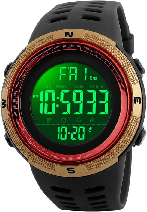 FANMIS Mens Digital LED Sports Watch Military Multifunction 12H/24H Time Dual Time Alarm Countdown Back Light with Simple Design 164FT 50M Water R...