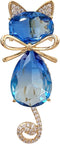 Cute Blue Cubic Zircon Kitty Cat Pin Brooch with Bowtie...