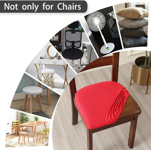 Chair Seat Covers Set of 4 Stretch Red Chair Covers for Dining Room Square Removable Washable Chair Protector Seat Cushion Slipcovers for Kitchen ...
