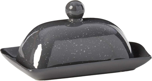 Boston Warehouse Speckleware Butter Dish with Lid, Charcoal...