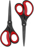 LIVINGO 2 Pack 8" Titanium Non-Stick Scissors, Professional Stainless Steel Comfort Grip, All-Purpose, Straight Office Craft Scissors for DIY(Red/...