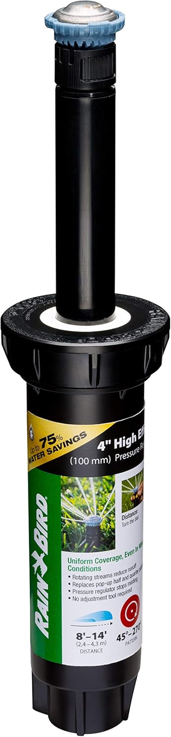 Rain Bird 8SAPROPR Pressure Regulating (PRS) High-Efficiency Pro Rotary Sprinkler, Hand Adjustable 45° - 270° Pattern, 8' - 14' Spray Distance, 4"...