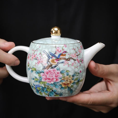 Ciieeo 1pc Ceramic Teapot Floral Tea Kettle Japanese Tea Kettle Enamel Teapot Infuser Floral Teapot Ceramic Pour Teapot Loose Leaf Tea Steeper Pot...