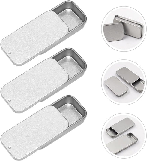 Hemoton 20pcs Rectangular Slide Top Tinplate Box Sliding Cover Push-Pull Tin Box Metal Tin Containers for Candies Jewelry Crafts Lip Balm Storage ...