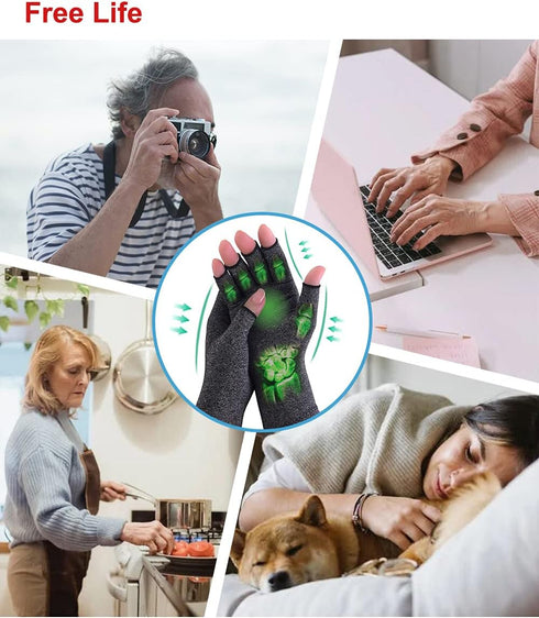 Donfri 2 Pairs Arthritis Compression Gloves for Women Men, Arthritis Pain Relief, Rheumatoid Osteoarthritis, Carpal Tunnel Relief, Fingerless for ...