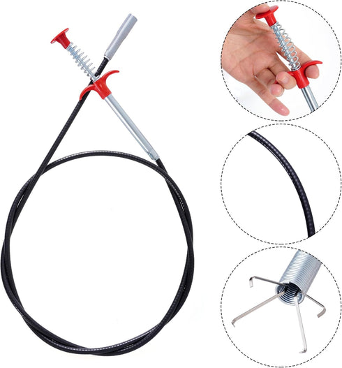 61 Inch Flexible Grabber Claw Pick Up Reacher Tool With 4 Claws Bendable Sink Snake Hair Drain Clog Remove Tool Pickup Reaching Tool for Litter Pi...