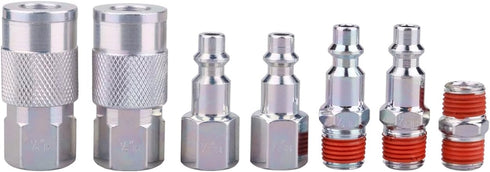 WYNNsky Air Tool Coupler and Plug Kit, 1/4 Inch NPT Fittings Industrial Type, 7 Piece w/Storage Case...