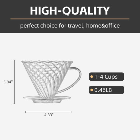 Coffee Dripper, Resuable Pour Over Coffee Maker With Handle, Slow Brewing Coffee Pour Over for Cafe, Travel, Home&Offices, Single Cup Coffee Pour ...