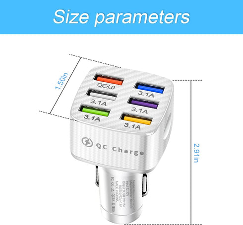 Car Charger Adapter, 6 Ports USB QC3.0 Fast Phone Charger, 32V Upgraded Quick Charging Adapter Compatible with iPhone 13/13 Pro Max/12/XS/XR, Sams...