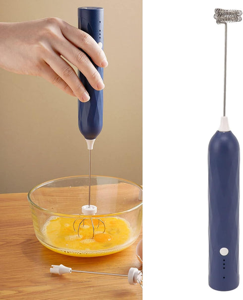 Handheld Milk Frother, Coffee Foam Maker USB Rechargeable Hand Drink Mixer 3 Speeds Electric Whisk Adjustable Hand Held Blender with 2 Heads for C...