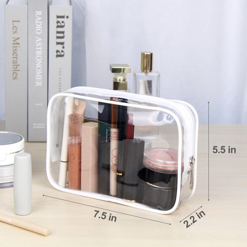 Wedama TSA Approved Toiletry Bag, Cosmetic Bags 4 Pack with Zipper Carry on Airline Airport Travel Accessories, PVC Makeup Bags for Travel, Quart ...