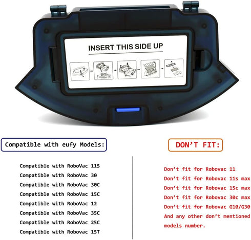 Vacuums Dust Collector Bin Replacements Compatible with eufy RoboVac 11S,for RoboVac 11S Plus, for Robovac 12 15C 15T, 25C, 30, 30C, 35C Robotic D...